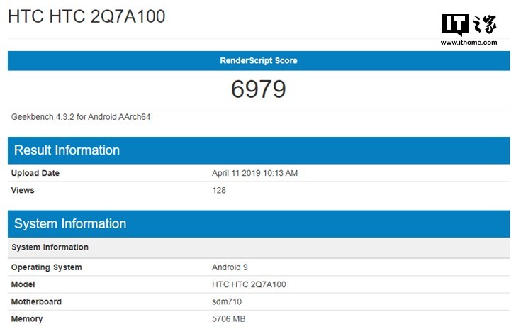 HTC新手机曝出，配用骁龙710、8GB运行内存