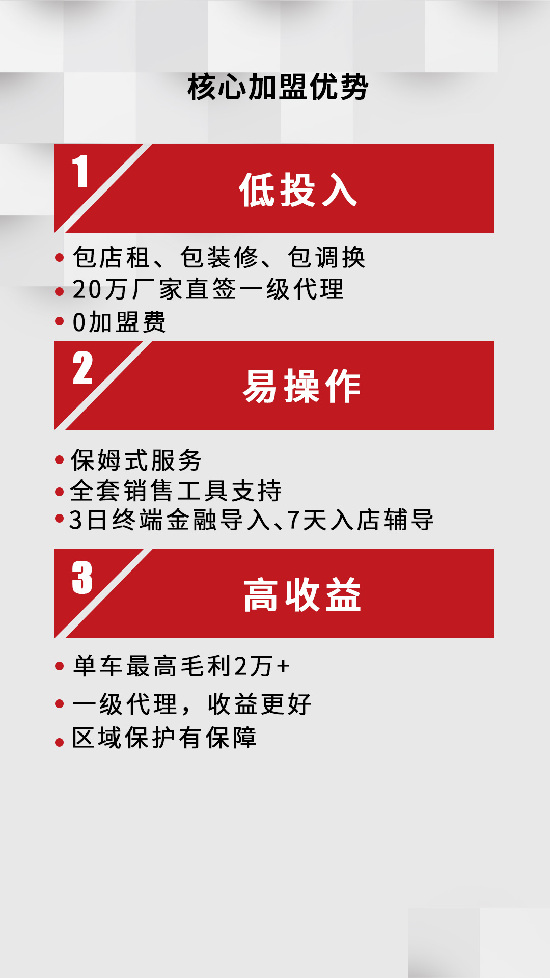 汽车零售新模式20万就做野马汽车一级代理商