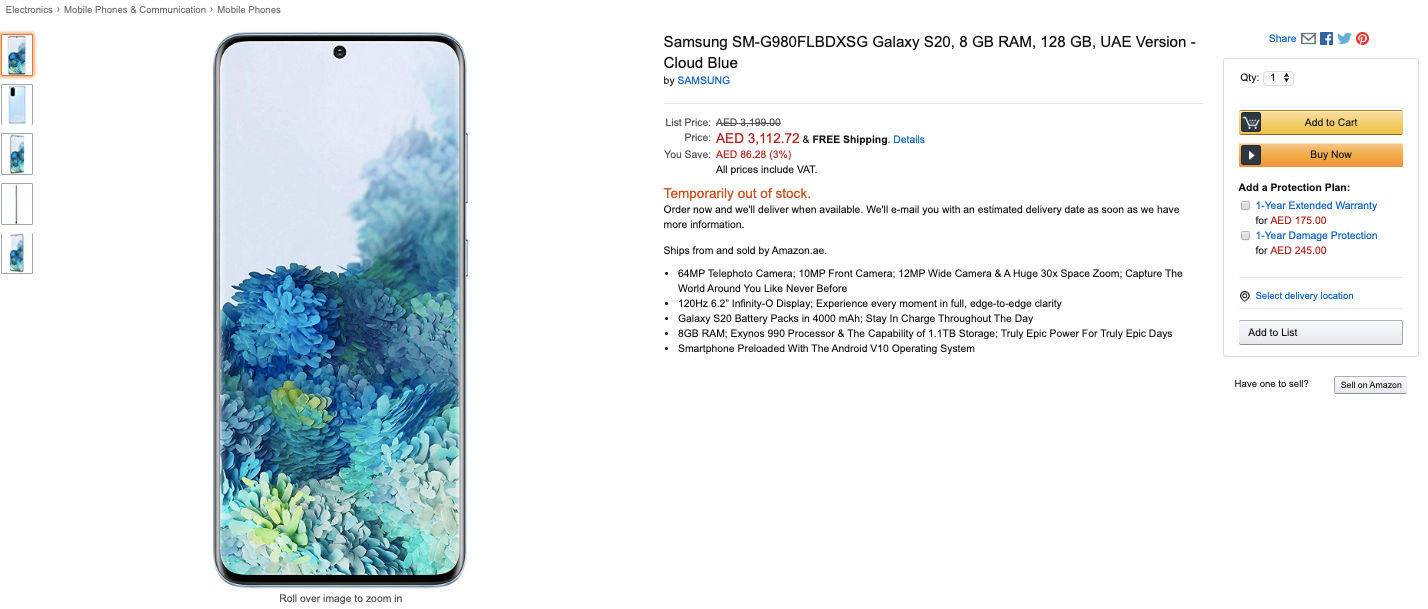 三星Galaxy S20系列产品价钱泄露 详细规格型号曝出