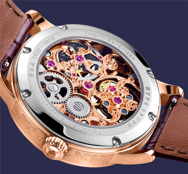 小米有品众筹故宫陀飞轮机械表：全镂空 镶嵌