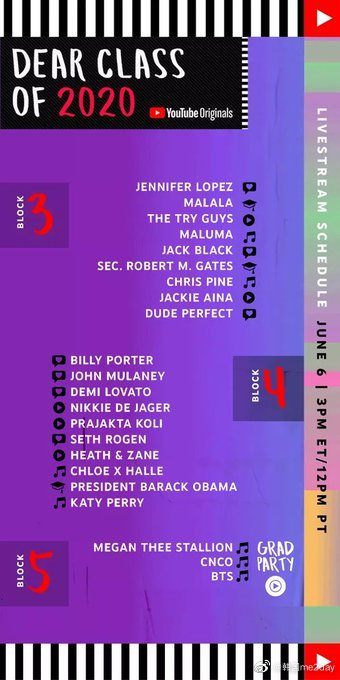 200605 YouTube假想毕业式演讲&amp;表演流程名单公开