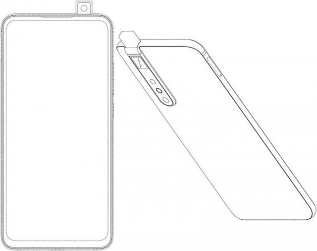 红米手机新专利权曝出：弹出式前摄 全面屏手机设计方案