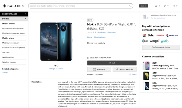 Nokia第一款5G手机上将要发售 6.81英尺大屏幕配骁龙处理器765G