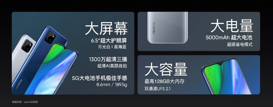 5G 手机上早已降至1000元下列，realme V3 早已发售