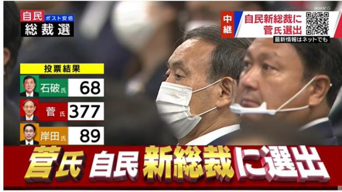 菅义伟当选日本自民党总裁