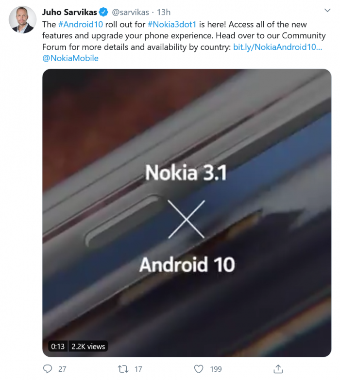 Nokia 3.1/5.1 Android 10升级将要打开Android 11升級周期时间