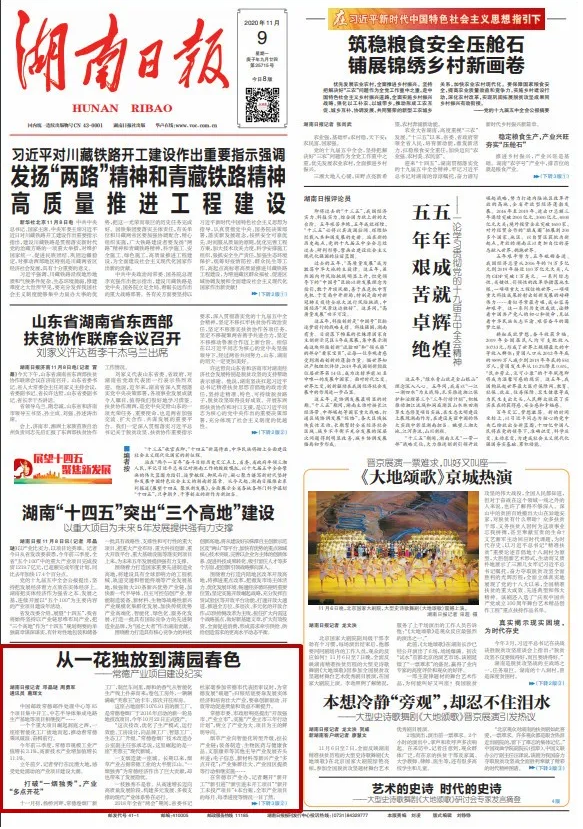 《湖南日报》推出常德高质量发展系列报道（一）：《从一花独放到满园春色》