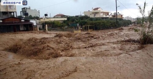 希腊最大海岛克里特岛遭暴雨洪水侵袭
