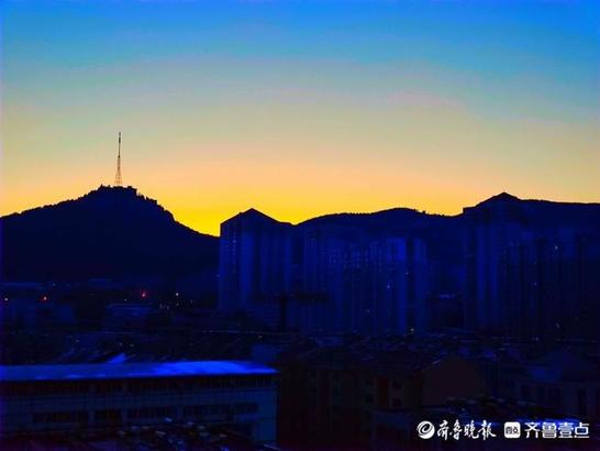 Pink of one of Jinan of ｜ of the first sunshine pats New Year next New Year the first sunrise, rays of morning or evening sunshine flushed half the sky