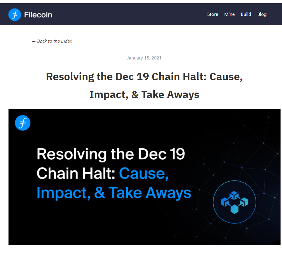 Filecoin回顾12月网络中断事件，称已进行相关改进并降低风险