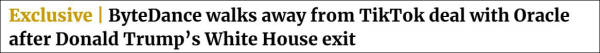 《南华早报》：特朗普卸任后，字节跳动搁置了TikTok与甲骨文的交易