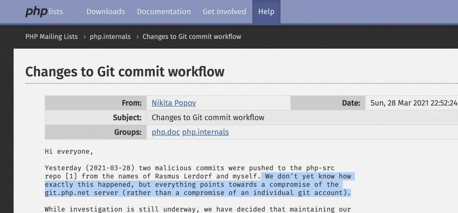 PHP的Git服务器被黑客攻击 源码库被添加后门