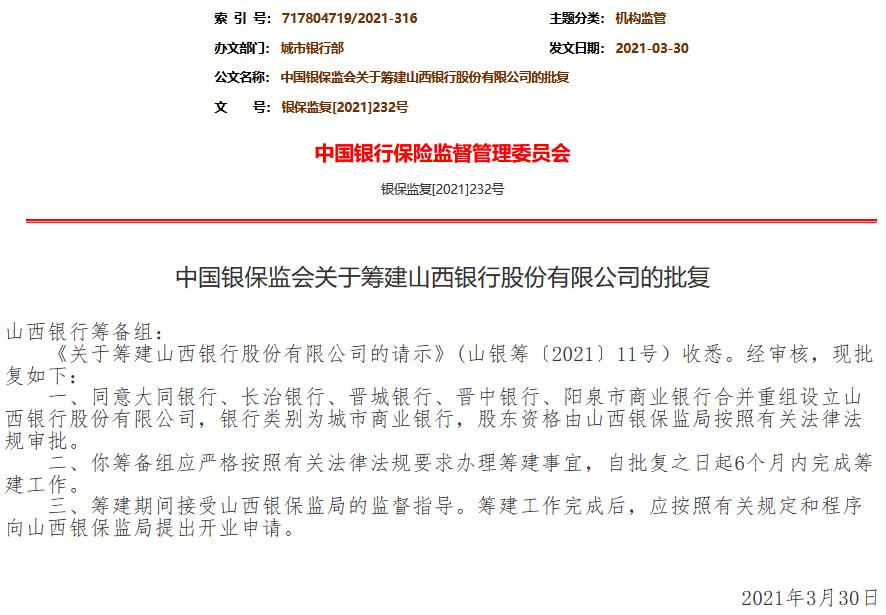 Shanxi bank is obtained batch prepare to construct, commercial firm of another provincial city came