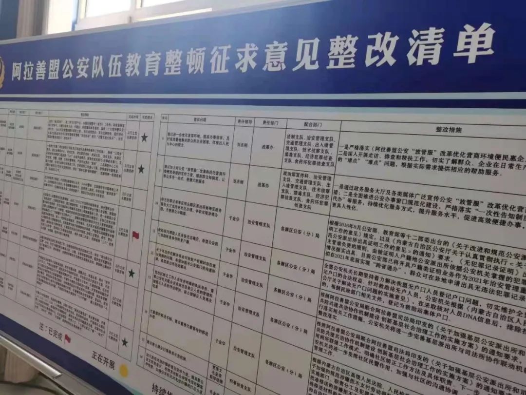 阿拉善盟公安局教育整顿开出“四个清单” 落脚服务见真章
