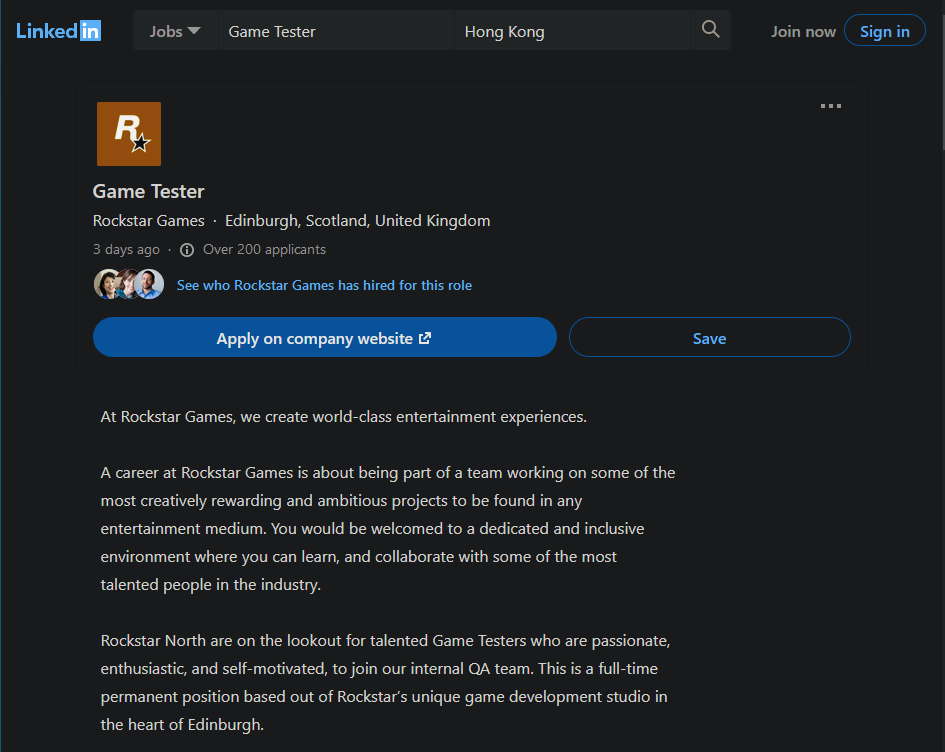 R星招募新游戏测试员，《GTA6》或在开发中