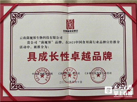 嵩明“菌视界”被推介为“中国食用菌行业具成长性卓越品牌”