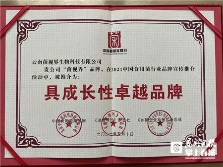 嵩明“菌視界”被推介為“中國食用菌行業具成長性卓越品牌”