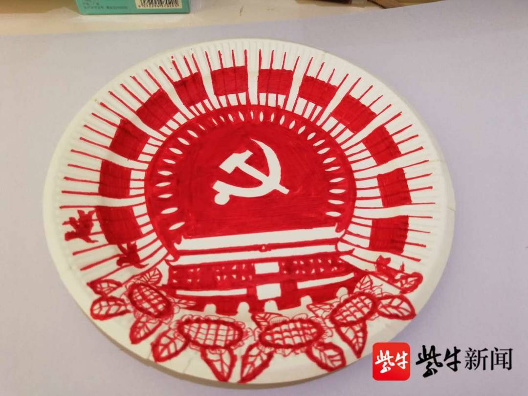 赣榆石桥小学：纸盘画上学党史 红色基因永传承(图4)