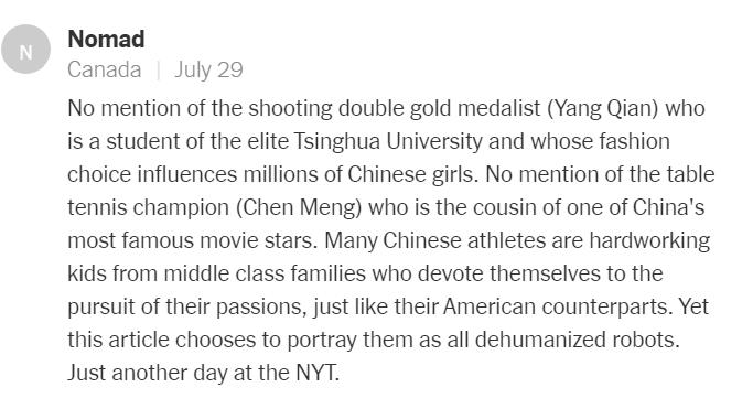 中国运动员是“金牌机器”？《纽约时报》又发奇文，评论区翻车现场太精彩
