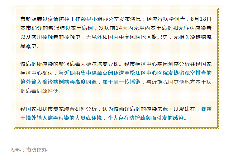 上海公布本土病例溯源情况：感染德尔塔变异株，海松<strong></strong>与一境外输入确诊病例病毒高度同源