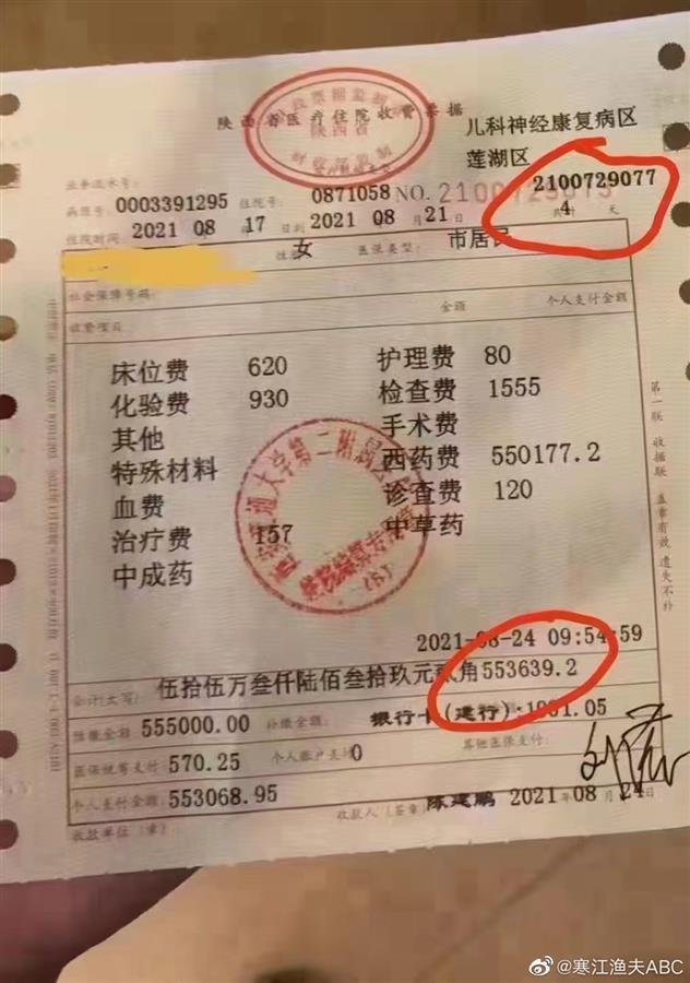 西安交大回应“4天55万元”医药费：如果属实，自然有人处理