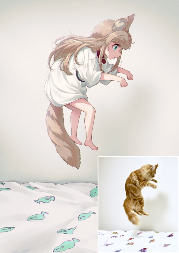 飞起来的可爱猫猫！知名画师绘制“猫猫拟人”图