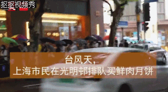 刮台风也阻止不了上海人民排队买鲜肉月饼…