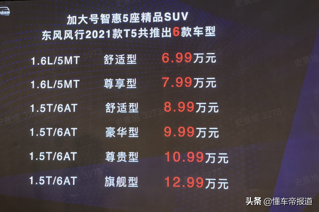 新车 | 售6.99万元起 2021款东风风行T5上市