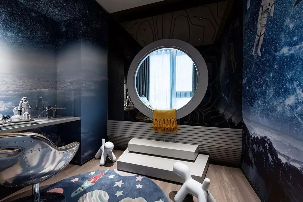 128㎡现代黑白灰，太空主题儿童房，简直是科幻迷的梦乡