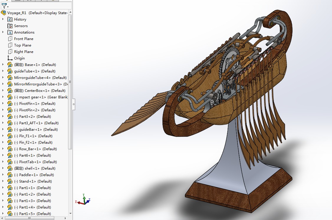 Cosmographic Voyager划桨划艇摆件模型3D图纸 Solidworks设计