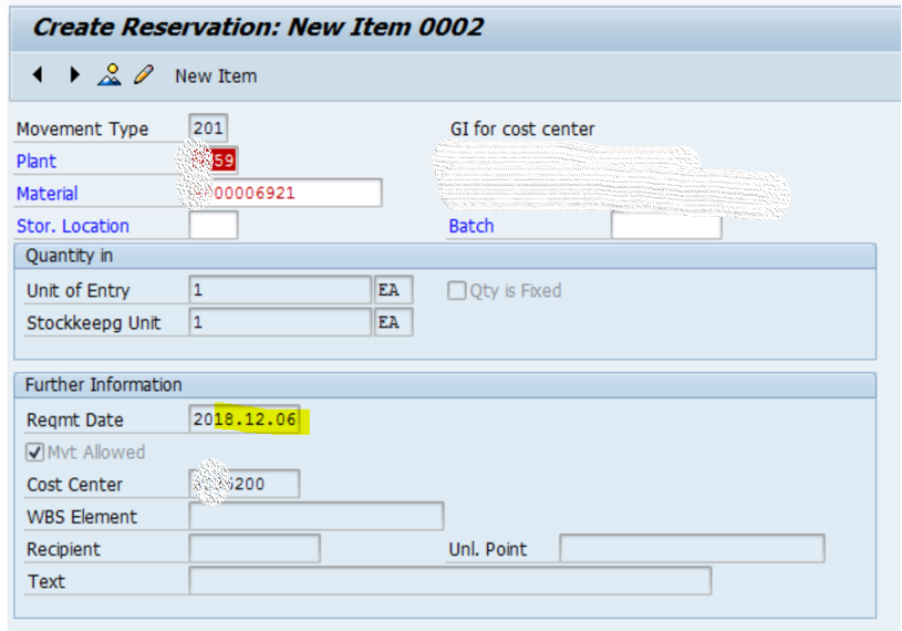 SAP MM 预留单据里的Base date和需求日期