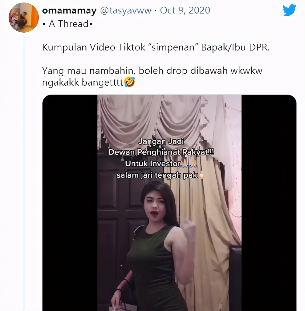 印尼新就业法引激愤，女网友发视频自称官员情妇，威胁撤回新法案