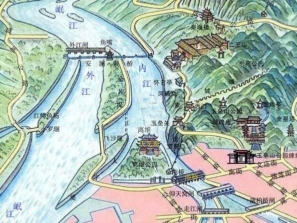 都江堰的山水画简笔图片