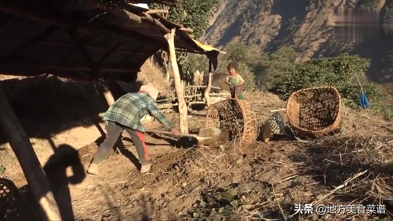 尼泊尔穷人的生活，炒菜用奶油，盐巴像石头，