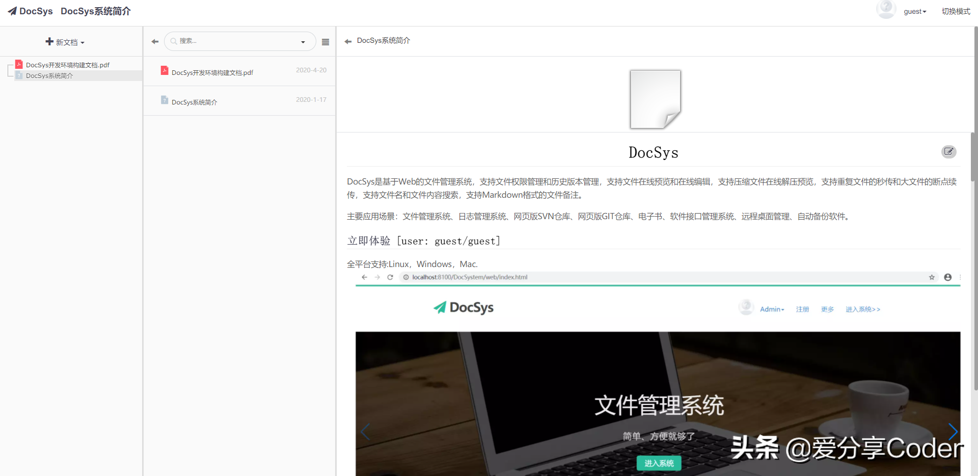 实用开源项目，基于Web的文件管理系统——DocSys