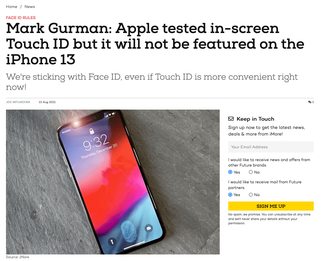 苹果正测试屏下Face ID功能；疑似vivo X70参数曝光