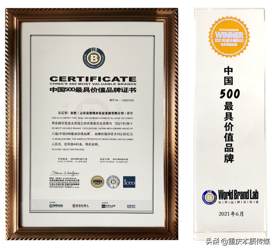 安然品牌价值突破百亿，入选2021年中国500最具价值品牌