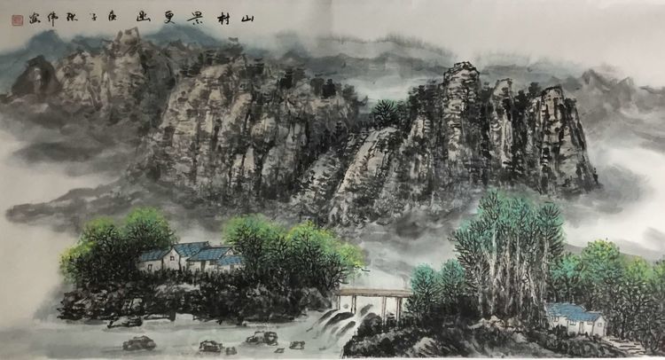 画家张伟主修国画山水一一画风笔墨灵动，贴近自然