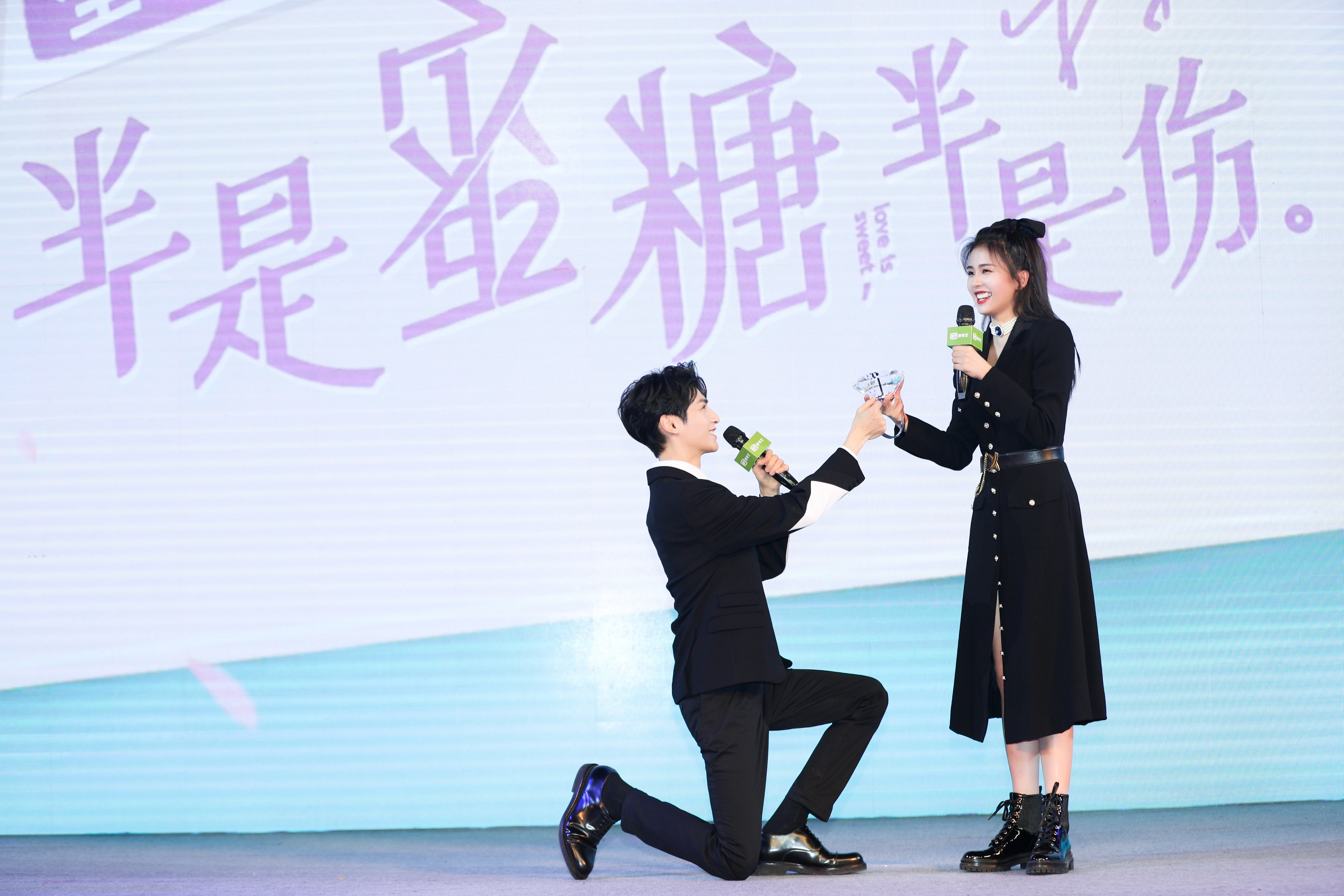 《半是蜜糖半是伤》见面发布会，袁帅1980克拉大钻戒求婚白鹿