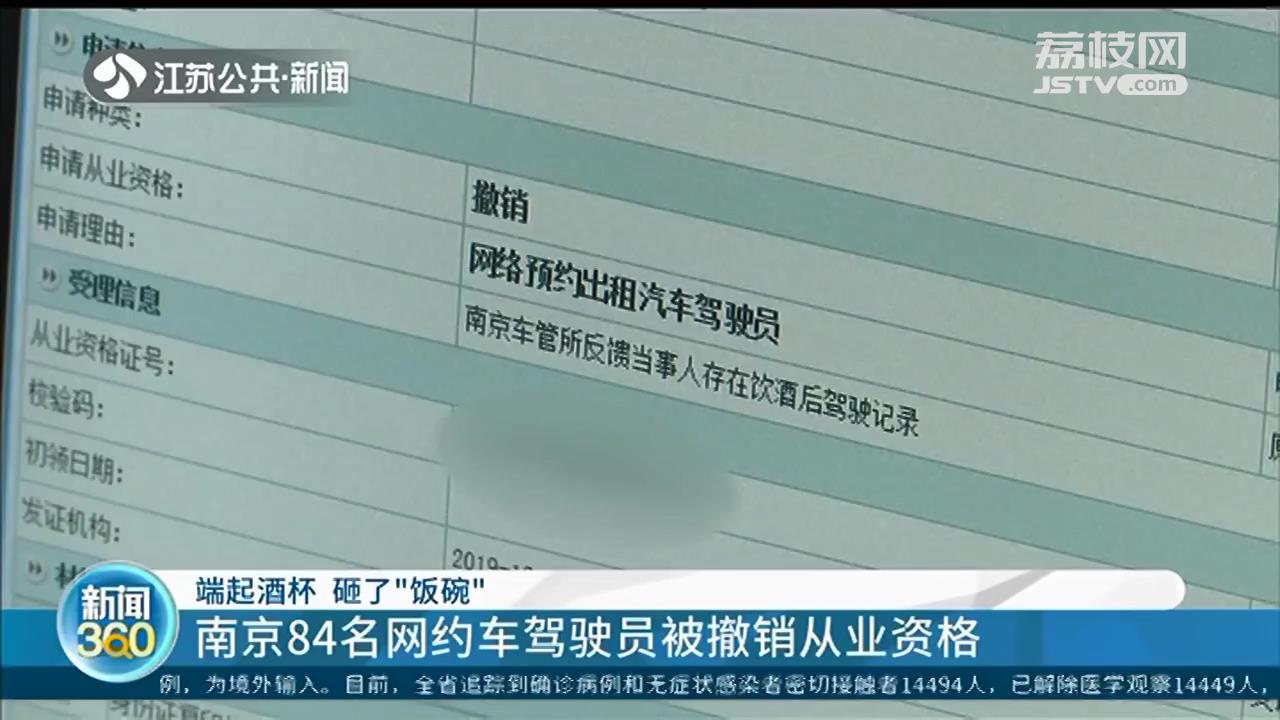 端起酒杯 砸了&ldquo;饭碗&rdquo;！南京84名网约车驾驶员被撤销从业资格