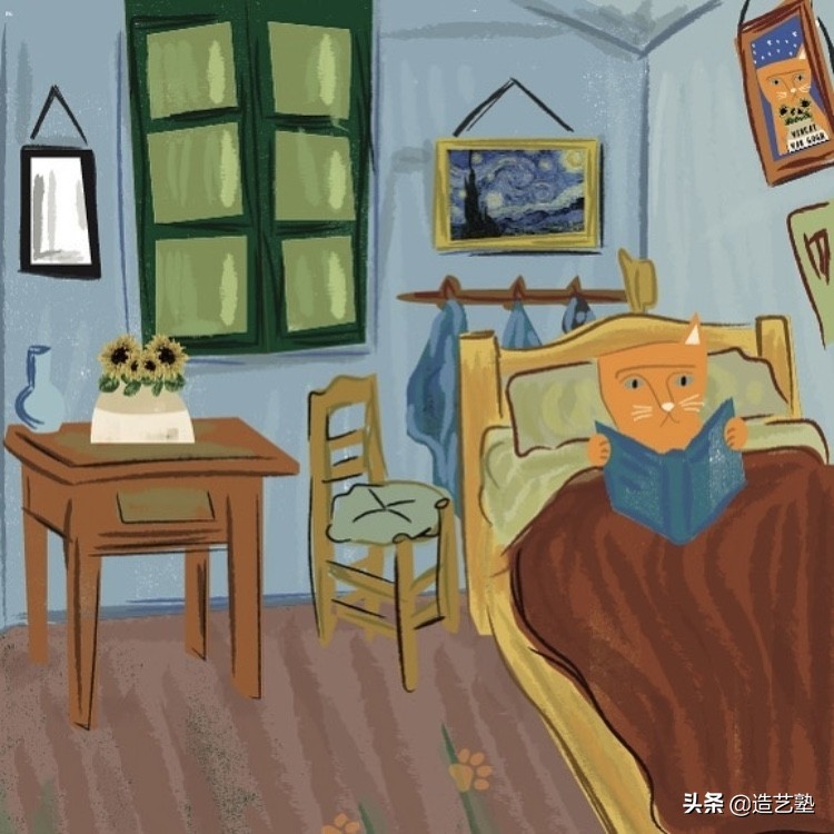 黑猫与艺术的奇想世界 跳入莫奈睡莲池 抚弄梵高鸢尾花 酷生活网