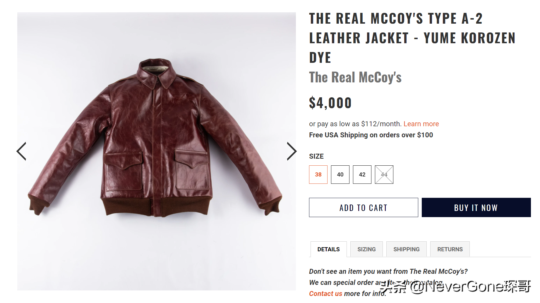 3万块的THE REAL MCCOY'S天皇染A2皮衣云评测