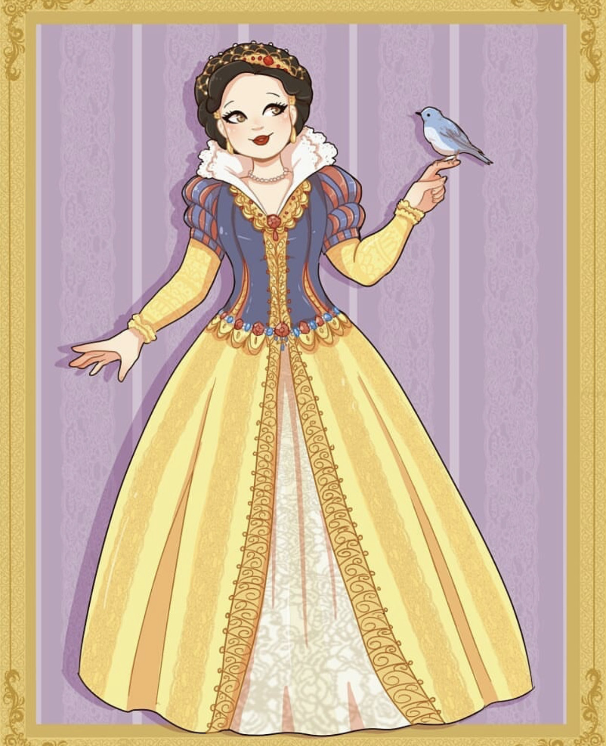 迪士尼公主的国籍不同，传统服装也不同，艾莎的礼服堪称全场最佳