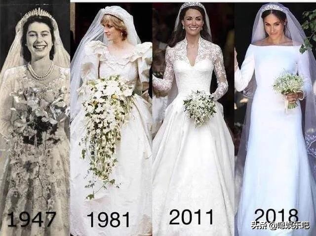英皇室公主 王妃们的婚礼手捧花，盾形花束，经典大瀑布式