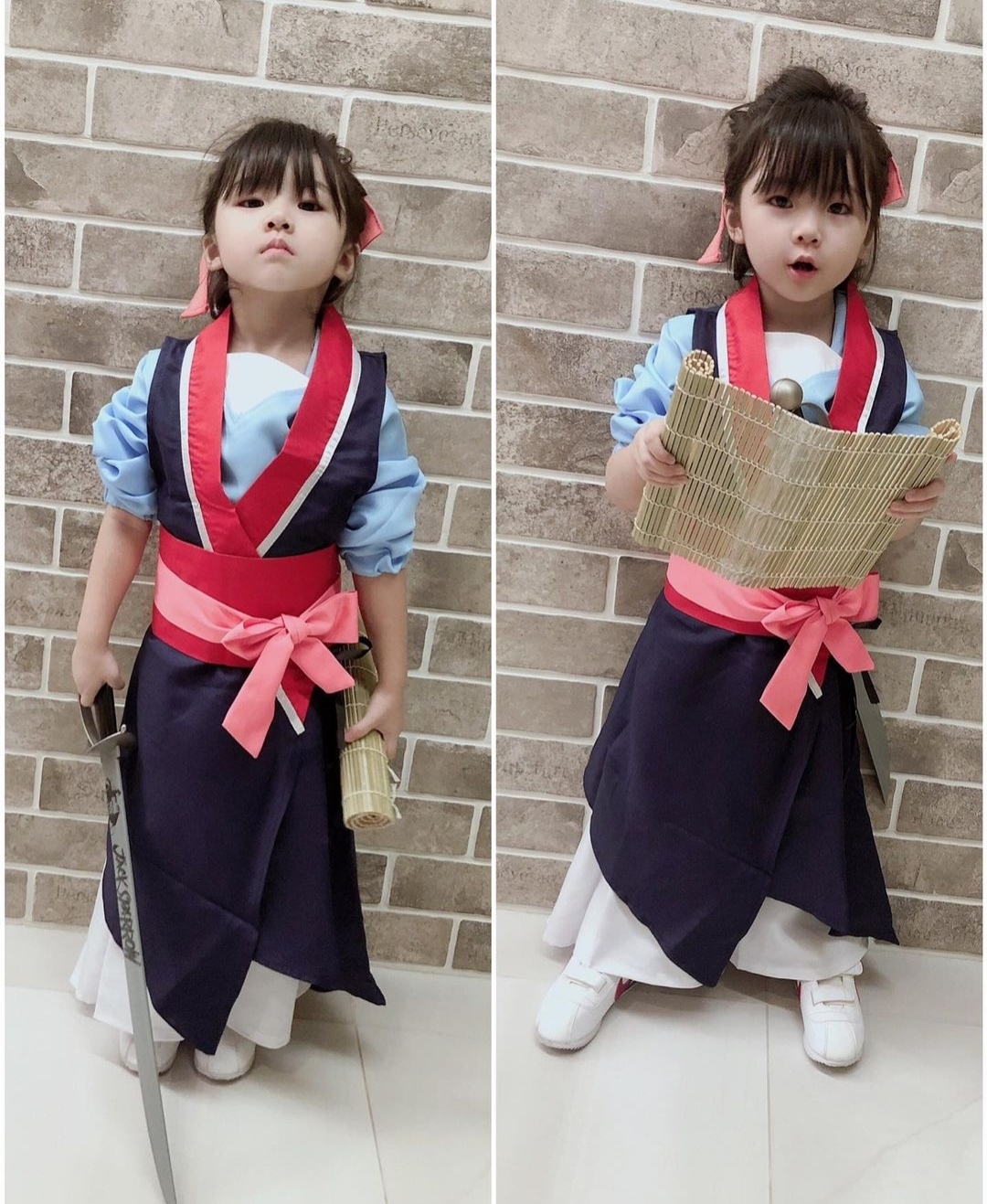賀軍翔罕見曬女兒正臉，美寶cos花木蘭黑魔女，全程演技在線