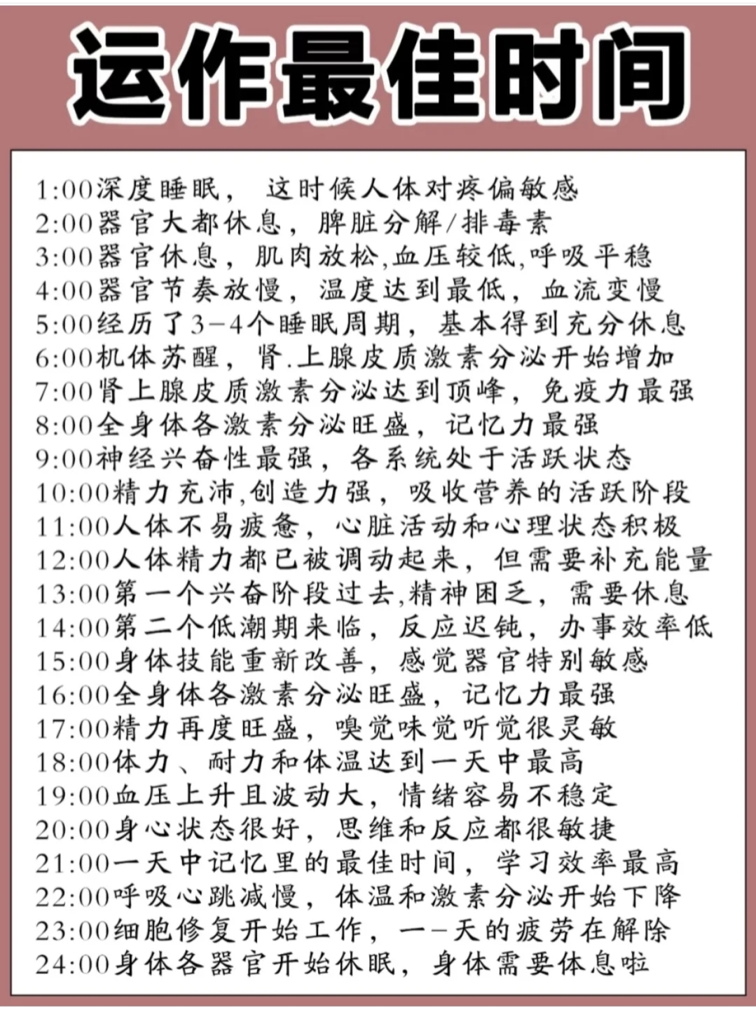 人體正確的作息時(shí)間表，身體是革命的本錢。記得轉(zhuǎn)發(fā)收藏