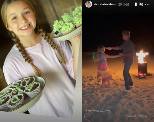 贝克汉姆9岁女儿秀厨艺，身材圆润又胖了一圈，口中牙齿参差不齐