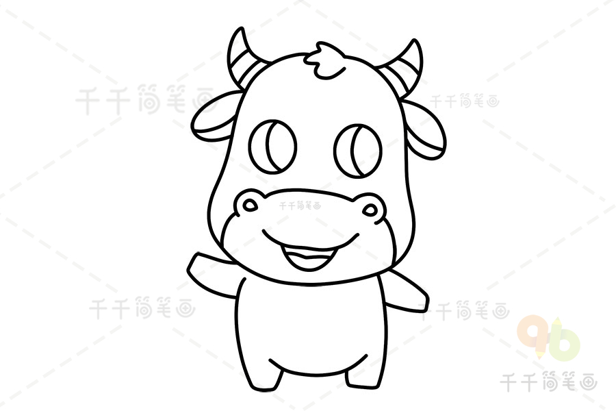 可爱的小牛简笔画