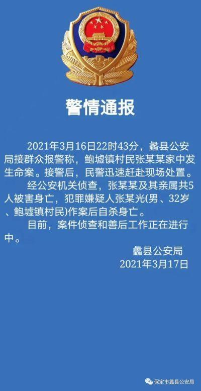 河北一家5口惨遭灭门，嫌疑人自杀身亡，村民：