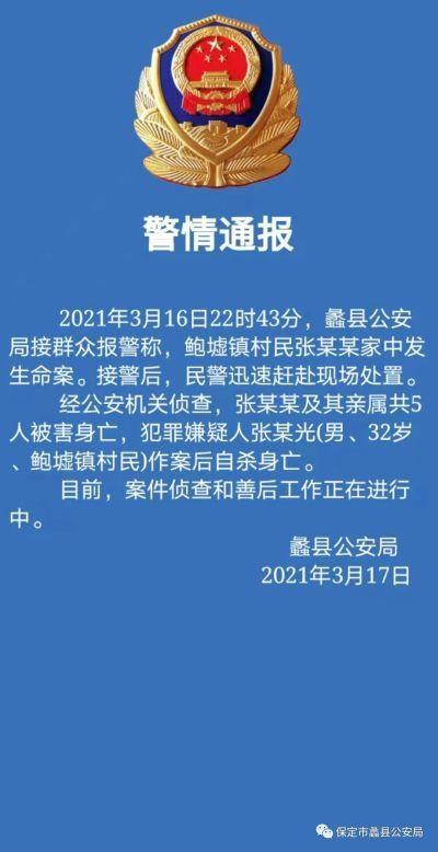 河北一家5口惨遭灭门，嫌疑人自杀身亡，村民：老的老小的小怎么打得过凶手